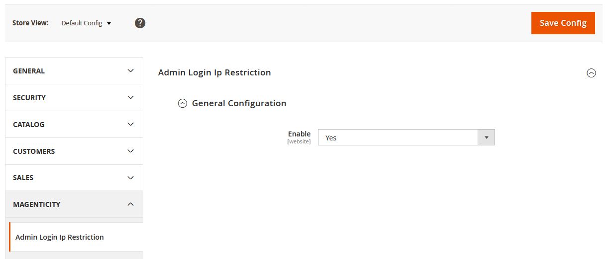 Admin Login IP Restriction General Configuration