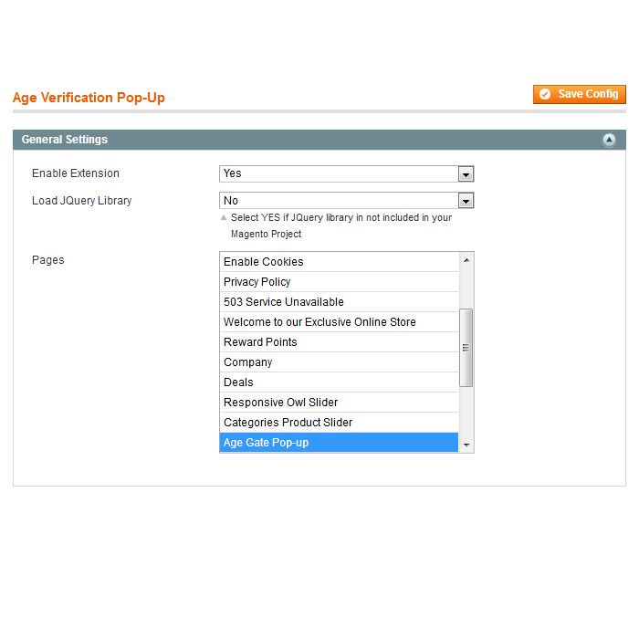 Age Gate Pop-Up Magento 1 Extension General Settings Step 1