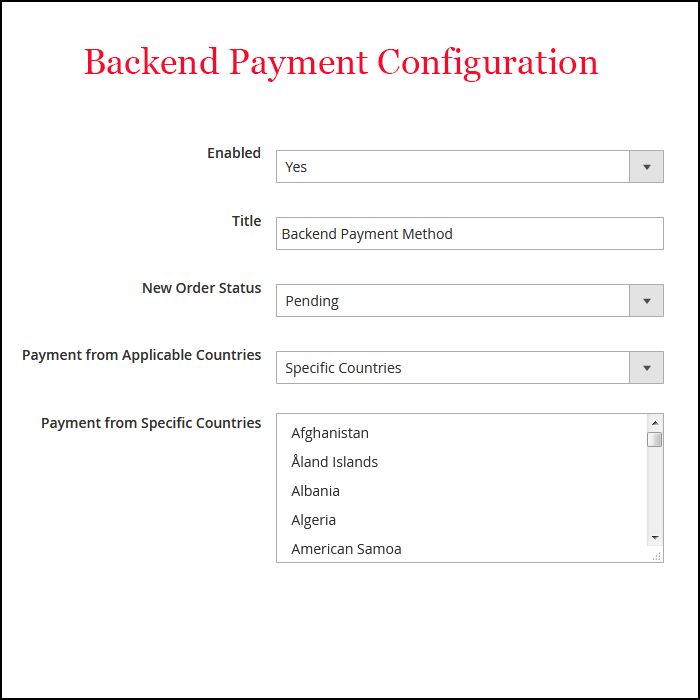 Backend-Payment-Configuration