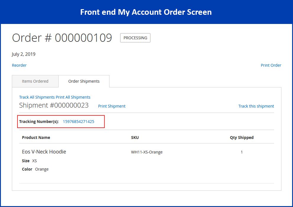 Front-end-My-Account-Order-Screen