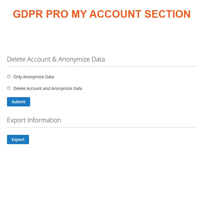 GDPR Magento 2 Extension Admin My Account Section
