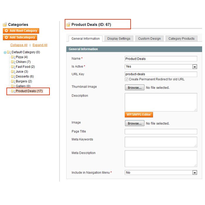 Hot Deals Magento 1 Extension Categories Settings