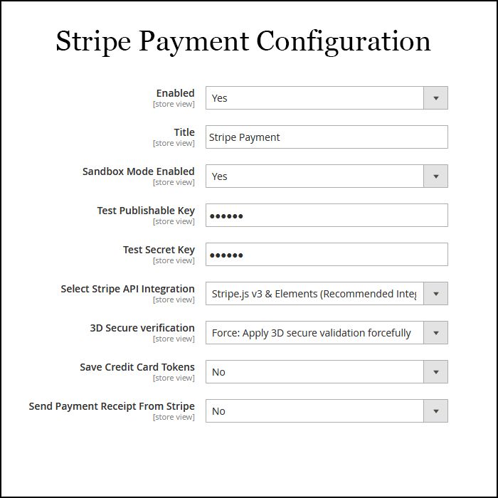 Stripe Payment Admin Configuration